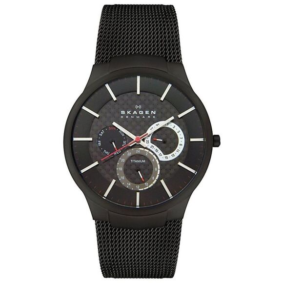 Skagen Black Mesh Titanium Mens Watch